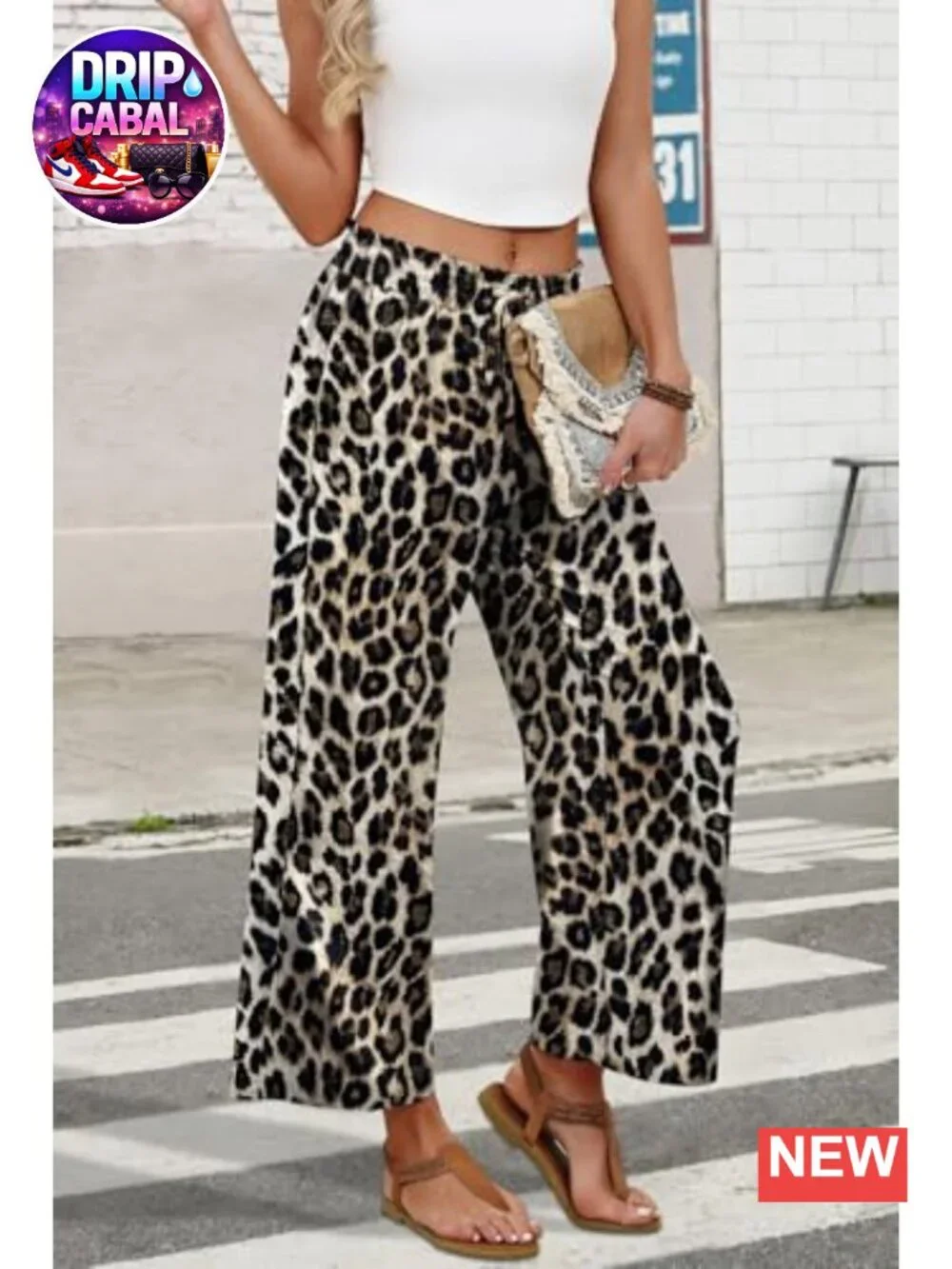 Flowy Wide Leg Palazzo Pants with Pockets - Elastic Waist Casual Lounge Trousers
